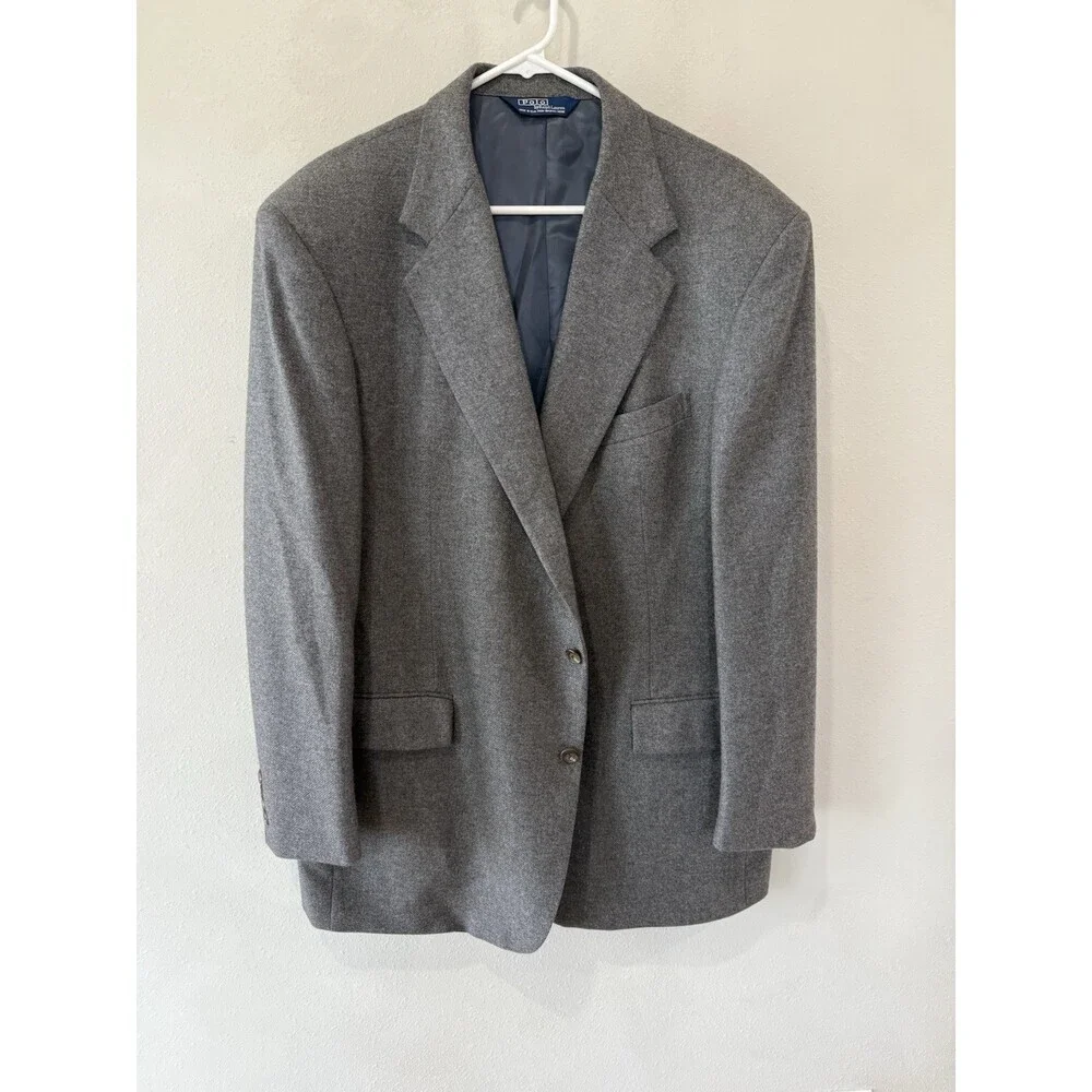 Polo Ralph Lauren Cashmere Gray Blazer Jacket Button Made in Italy Men’s 46 Long